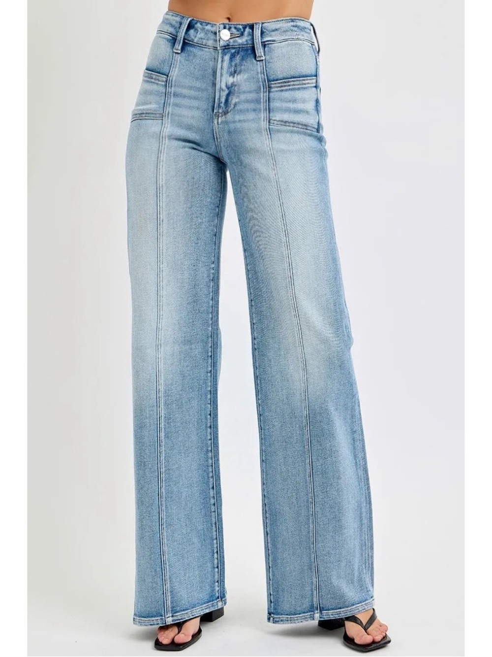 RISEN Mid Rise Wide Jeans with Front Patch Pocket, size 3/26
